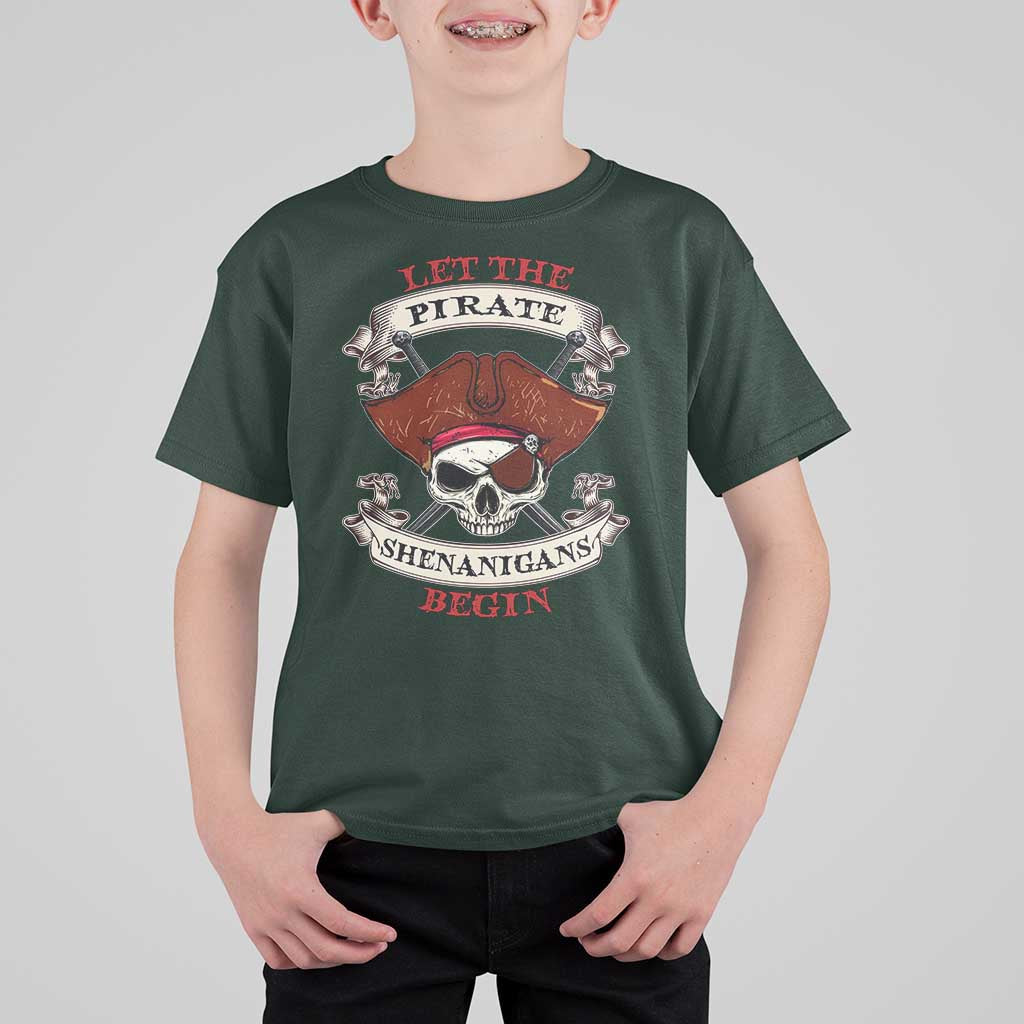 Let The Pirate Shenanigans Begin T Shirt For Kid Funny Crossbones Freebooter - Wonder Print Shop