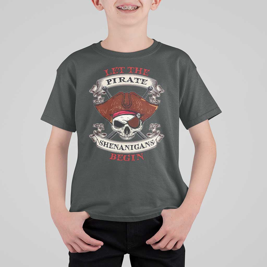 Let The Pirate Shenanigans Begin T Shirt For Kid Funny Crossbones Freebooter - Wonder Print Shop