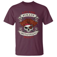 Let The Pirate Shenanigans Begin T Shirt Funny Crossbones Freebooter - Wonder Print Shop