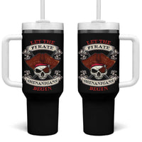 Let The Pirate Shenanigans Begin Tumbler With Handle Funny Crossbones Freebooter - Wonder Print Shop