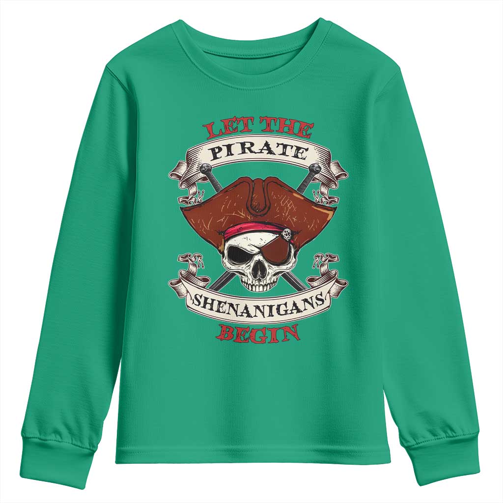 Let The Pirate Shenanigans Begin Youth Sweatshirt Funny Crossbones Freebooter - Wonder Print Shop