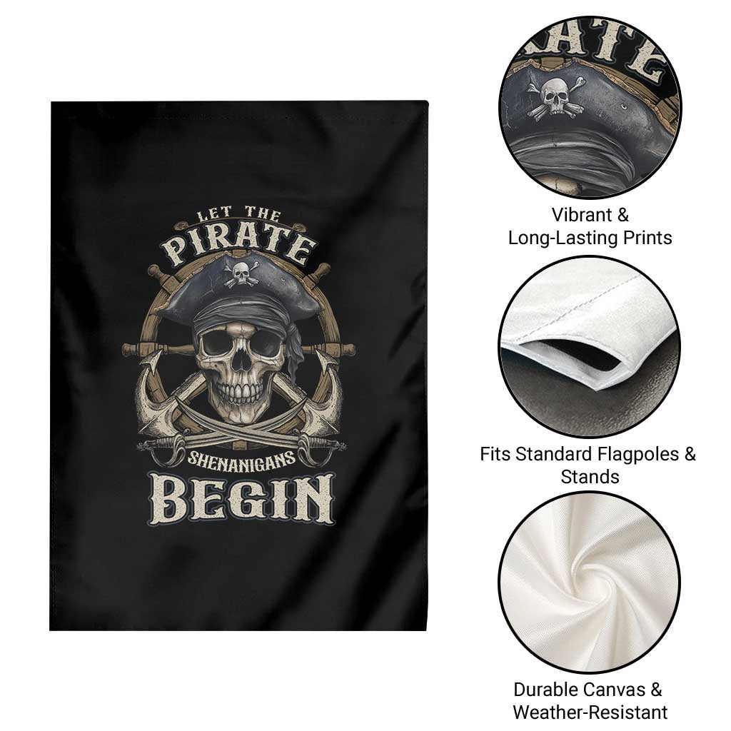 Funny Let The Pirate Shenanigans Begin Garden Flag Vintage Captain Crossbones Freebooter - Wonder Print Shop