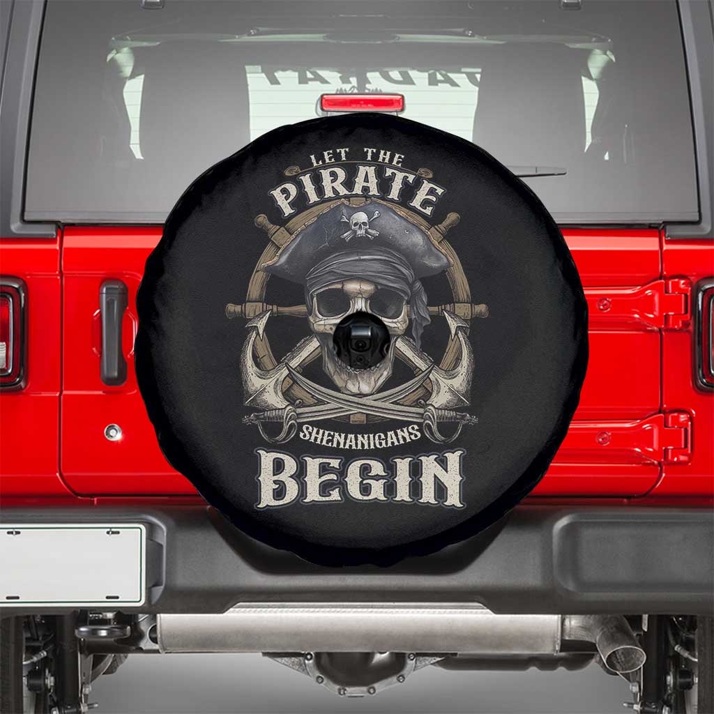Funny Let The Pirate Shenanigans Begin Spare Tire Cover Vintage Captain Crossbones Freebooter - Wonder Print Shop