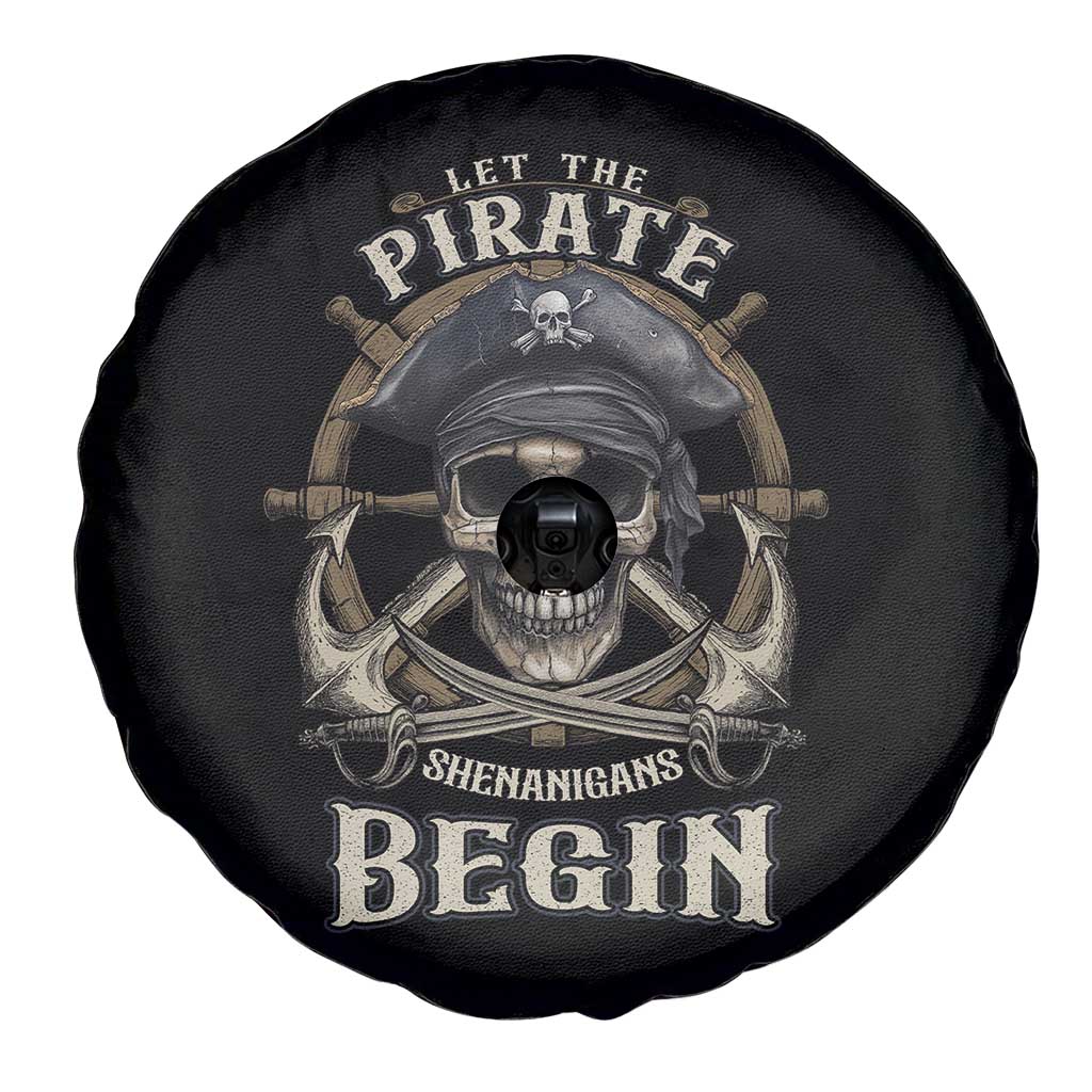 Funny Let The Pirate Shenanigans Begin Spare Tire Cover Vintage Captain Crossbones Freebooter - Wonder Print Shop
