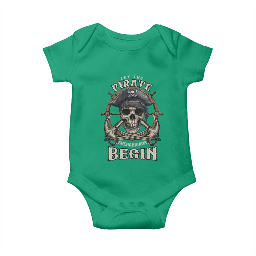 Funny Let The Pirate Shenanigans Begin Baby Onesie Vintage Captain Crossbones Freebooter - Wonder Print Shop