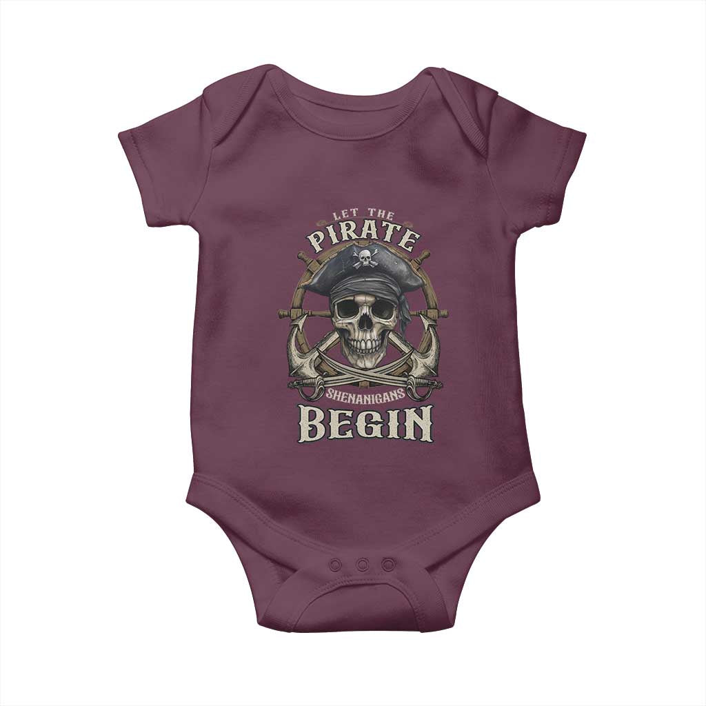 Funny Let The Pirate Shenanigans Begin Baby Onesie Vintage Captain Crossbones Freebooter - Wonder Print Shop