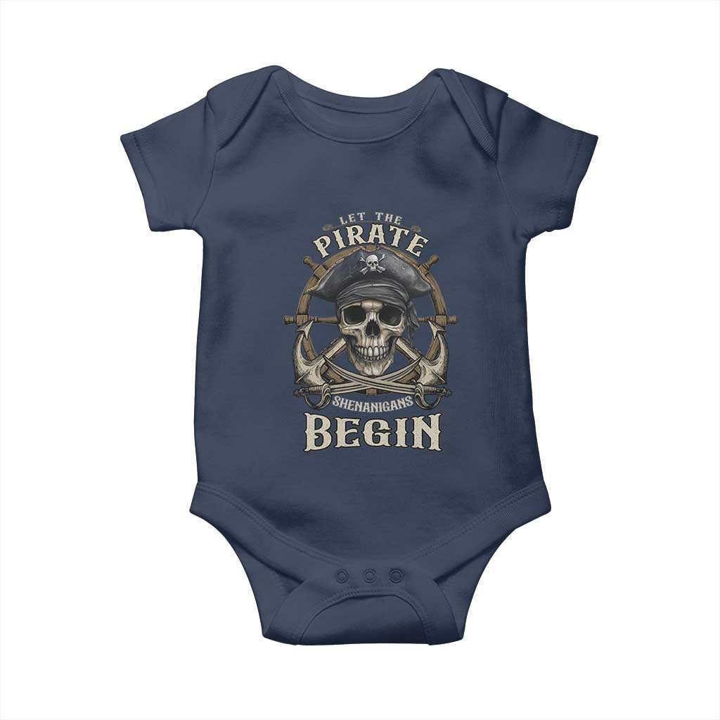 Funny Let The Pirate Shenanigans Begin Baby Onesie Vintage Captain Crossbones Freebooter - Wonder Print Shop