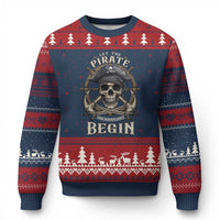 Funny Let The Pirate Shenanigans Begin Ugly Christmas Sweater Vintage Captain Crossbones Freebooter - Wonder Print Shop