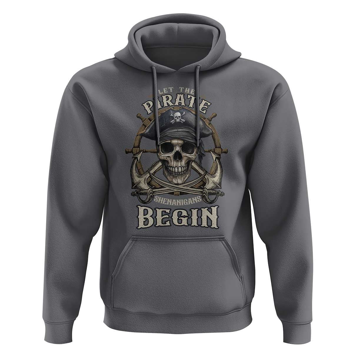 Funny Let The Pirate Shenanigans Begin Hoodie Vintage Captain Crossbones Freebooter - Wonder Print Shop
