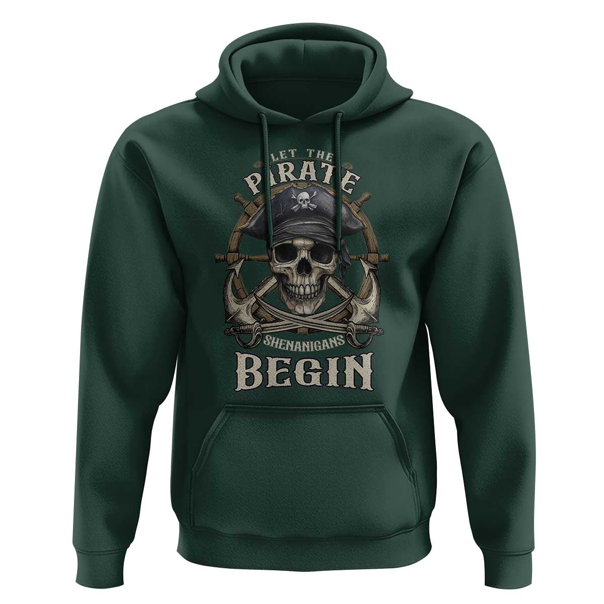 Funny Let The Pirate Shenanigans Begin Hoodie Vintage Captain Crossbones Freebooter - Wonder Print Shop