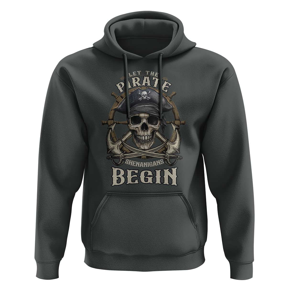 Funny Let The Pirate Shenanigans Begin Hoodie Vintage Captain Crossbones Freebooter - Wonder Print Shop