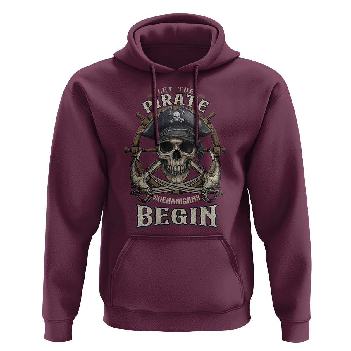 Funny Let The Pirate Shenanigans Begin Hoodie Vintage Captain Crossbones Freebooter - Wonder Print Shop