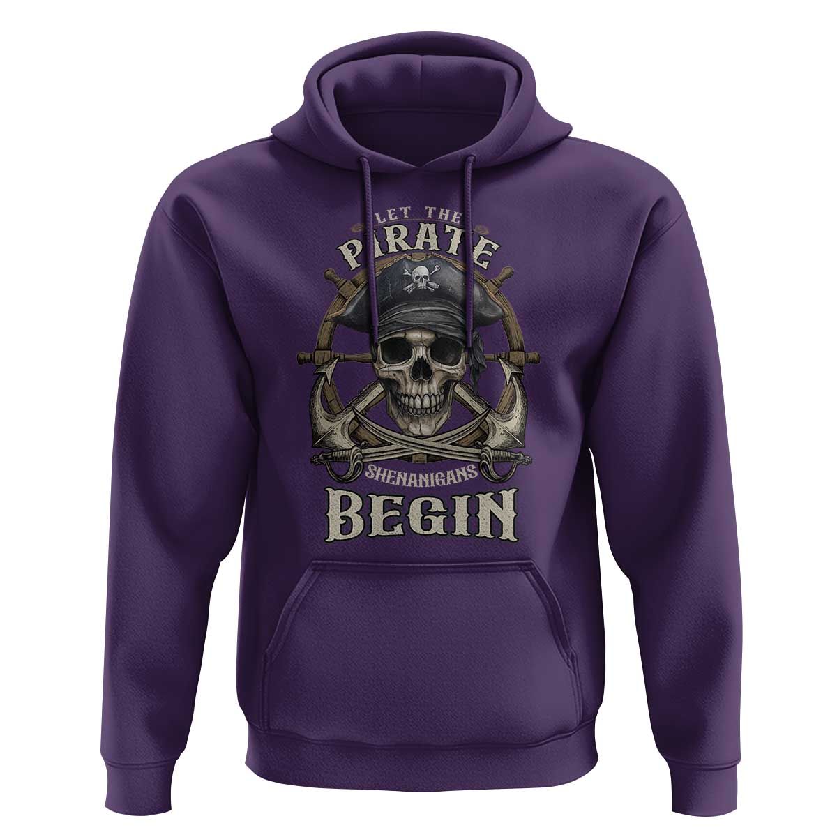 Funny Let The Pirate Shenanigans Begin Hoodie Vintage Captain Crossbones Freebooter - Wonder Print Shop
