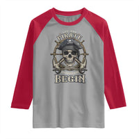 Funny Let The Pirate Shenanigans Begin Raglan Shirt Vintage Captain Crossbones Freebooter - Wonder Print Shop