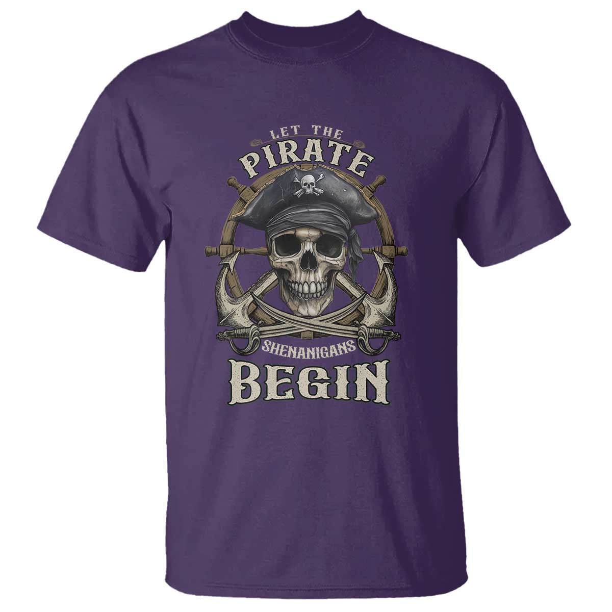 Funny Let The Pirate Shenanigans Begin T Shirt Vintage Captain Crossbones Freebooter - Wonder Print Shop