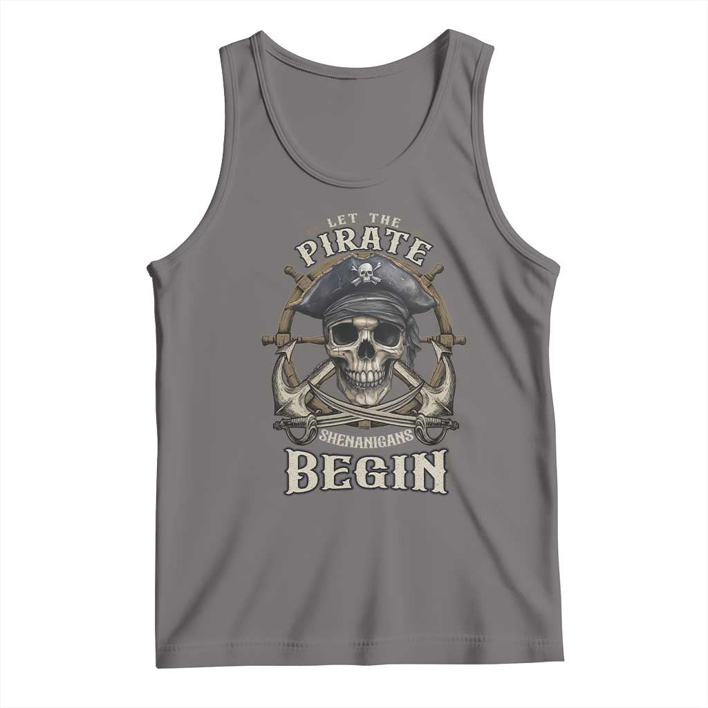 Funny Let The Pirate Shenanigans Begin Tank Top Vintage Captain Crossbones Freebooter - Wonder Print Shop
