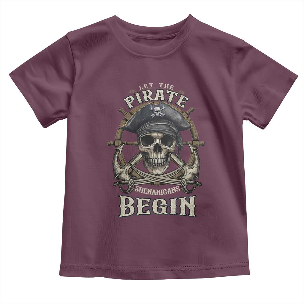 Funny Let The Pirate Shenanigans Begin Toddler T Shirt Vintage Captain Crossbones Freebooter - Wonder Print Shop