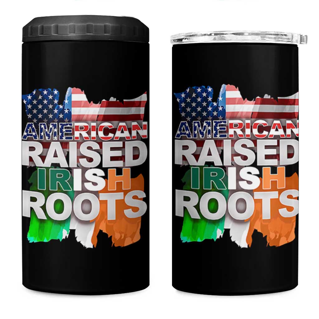 Irish American 4 in 1 Can Cooler Tumbler American Raised Irish Roots St Patrick's Day
