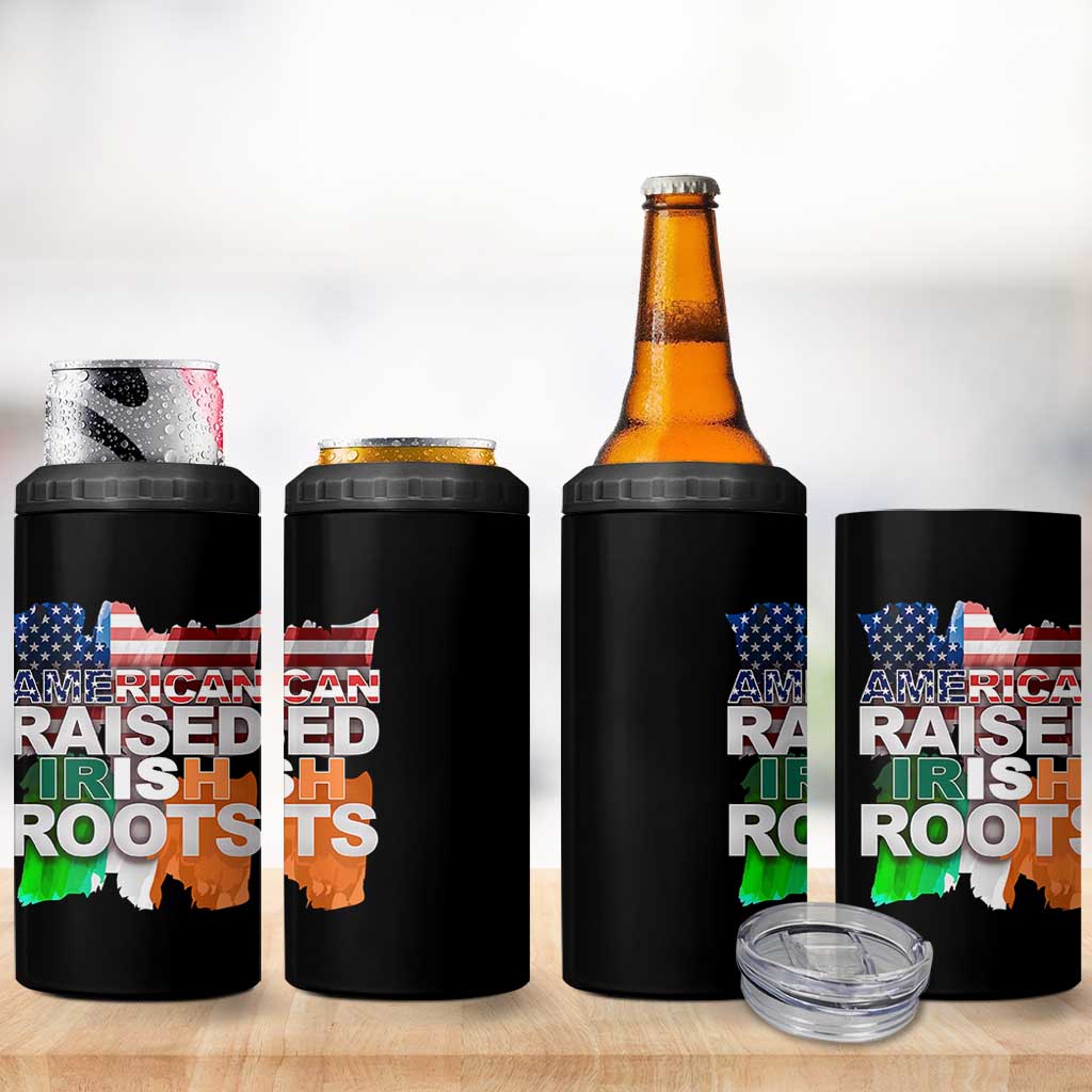 Irish American 4 in 1 Can Cooler Tumbler American Raised Irish Roots St Patrick's Day