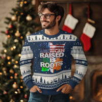 Irish American Ugly Christmas Sweater American Raised Irish Roots St Patrick's Day - Wonder Print Shop