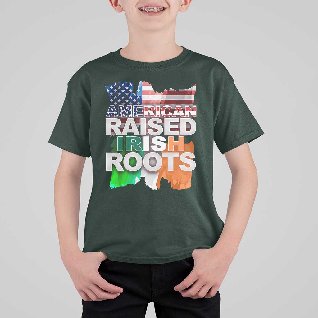Irish American T Shirt For Kid American Raised Irish Roots St Patrick's Day