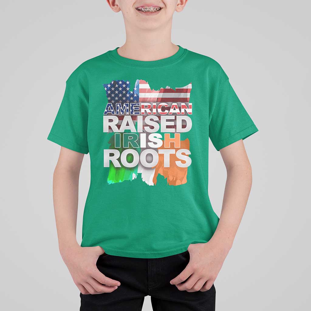 Irish American T Shirt For Kid American Raised Irish Roots St Patrick's Day