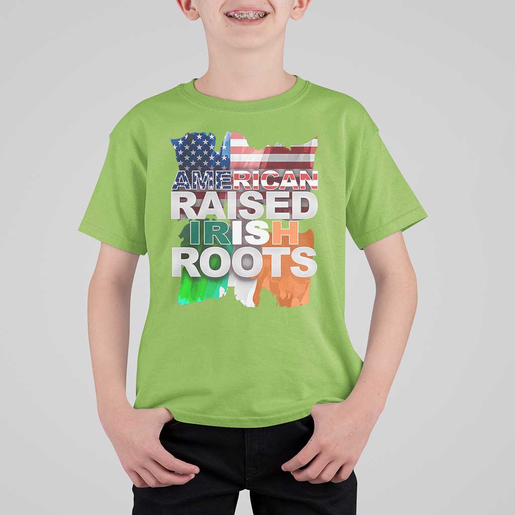 Irish American T Shirt For Kid American Raised Irish Roots St Patrick's Day