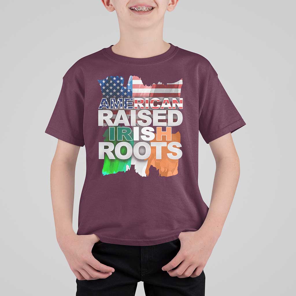 Irish American T Shirt For Kid American Raised Irish Roots St Patrick's Day