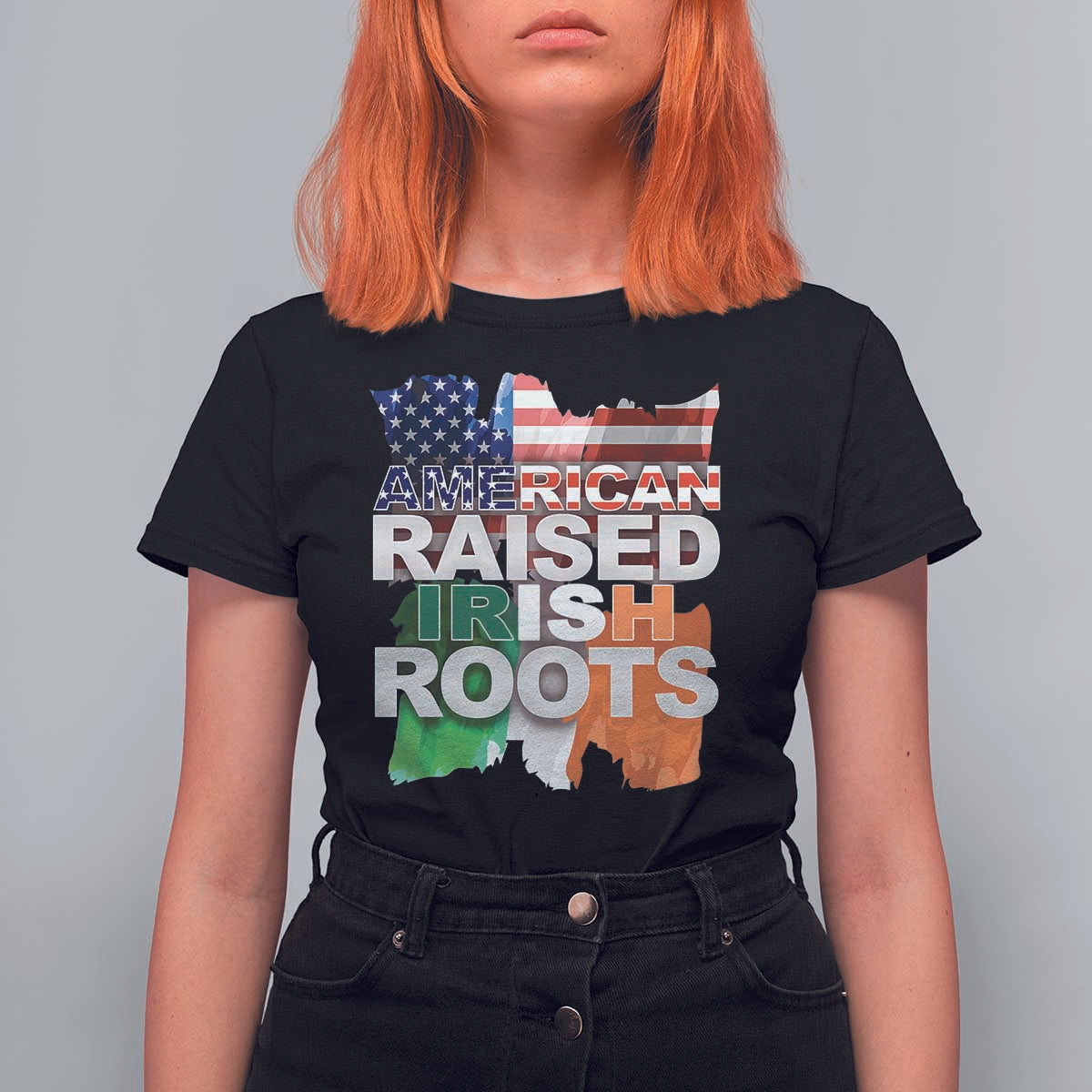 Irish American T Shirt For Women American Raised Irish Roots St Patrick's Day