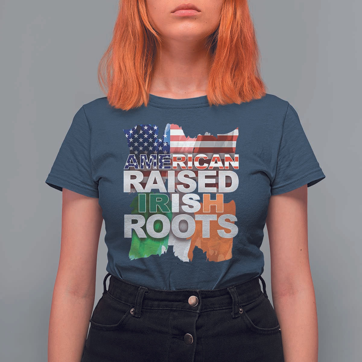 Irish American T Shirt For Women American Raised Irish Roots St Patrick's Day