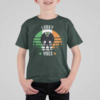 Funny St Patrick's Day Mothman T Shirt For Kid Lurky Vibes Shamrock Retro Ireland Flag