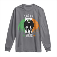 Funny St Patrick's Day Mothman Long Sleeve Shirt Lurky Vibes Shamrock Retro Ireland Flag