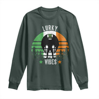 Funny St Patrick's Day Mothman Long Sleeve Shirt Lurky Vibes Shamrock Retro Ireland Flag
