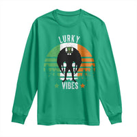 Funny St Patrick's Day Mothman Long Sleeve Shirt Lurky Vibes Shamrock Retro Ireland Flag