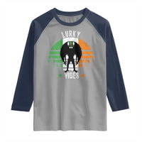 Funny St Patrick's Day Mothman Raglan Shirt Lurky Vibes Shamrock Retro Ireland Flag