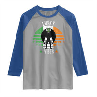 Funny St Patrick's Day Mothman Raglan Shirt Lurky Vibes Shamrock Retro Ireland Flag