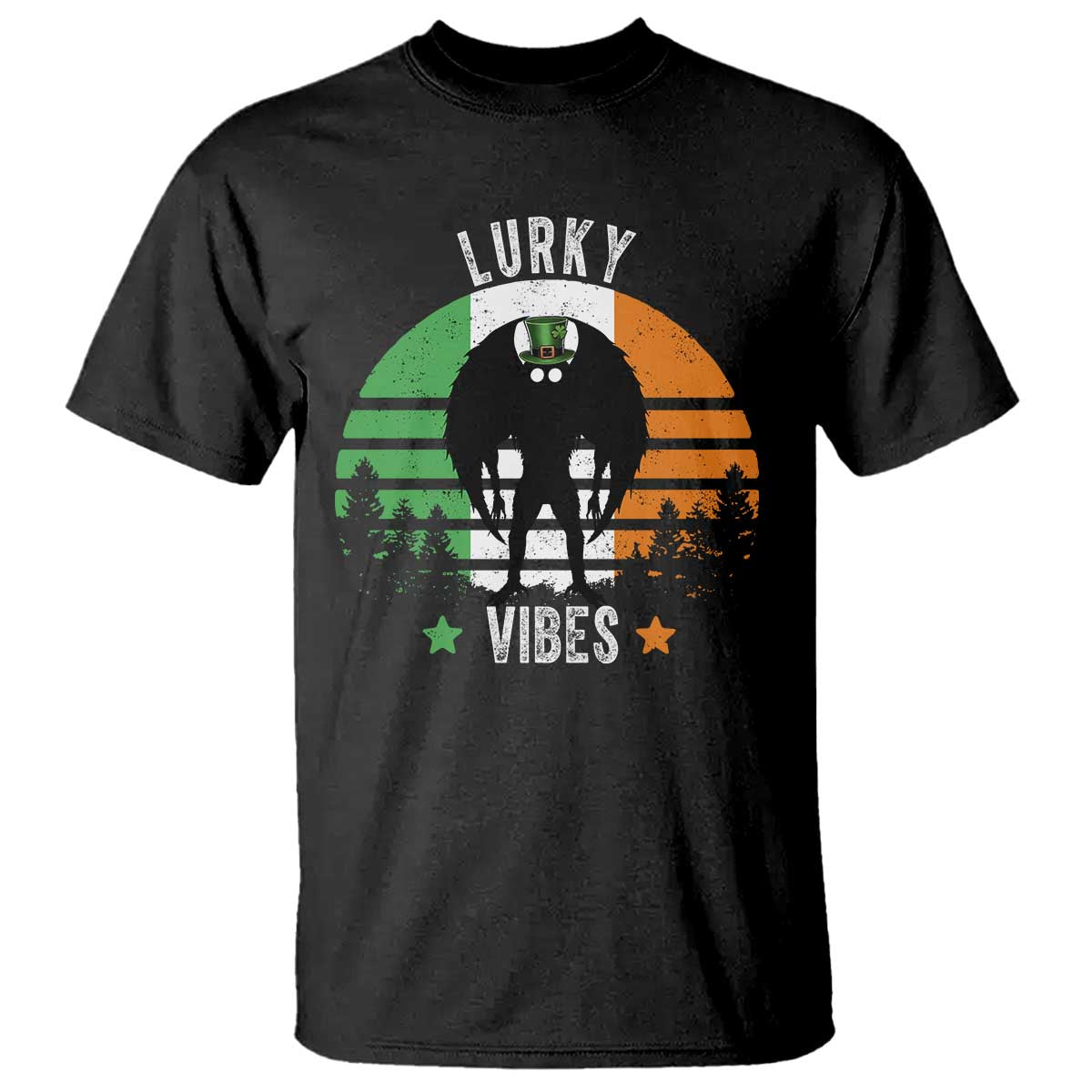 Funny St Patrick's Day Mothman T Shirt Lurky Vibes Shamrock Retro Ireland Flag