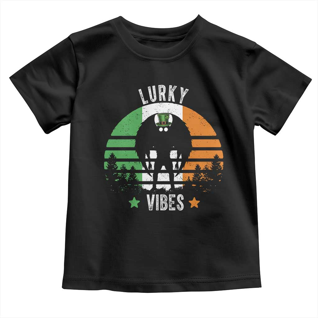 Funny St Patrick's Day Mothman Toddler T Shirt Lurky Vibes Shamrock Retro Ireland Flag