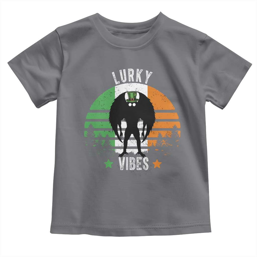 Funny St Patrick's Day Mothman Toddler T Shirt Lurky Vibes Shamrock Retro Ireland Flag