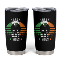 Funny St Patrick's Day Mothman Tumbler Cup Lurky Vibes Shamrock Retro Ireland Flag