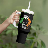 Funny St Patrick's Day Mothman Tumbler With Handle Lurky Vibes Shamrock Retro Ireland Flag