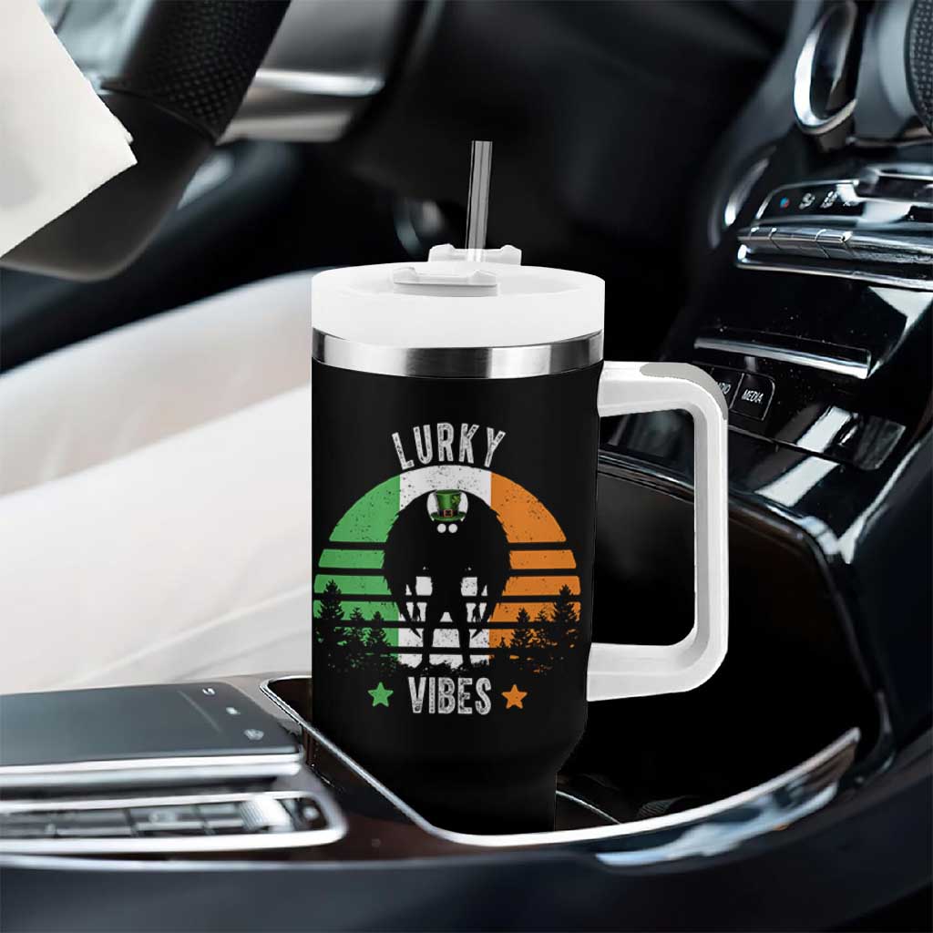 Funny St Patrick's Day Mothman Tumbler With Handle Lurky Vibes Shamrock Retro Ireland Flag