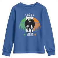 Funny St Patrick's Day Mothman Youth Sweatshirt Lurky Vibes Shamrock Retro Ireland Flag