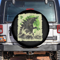 Funny St Patrick's Day Japanese Giant Monster Spare Tire Cover Vintage Shamrock Tsunami