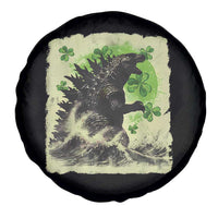 Funny St Patrick's Day Japanese Giant Monster Spare Tire Cover Vintage Shamrock Tsunami