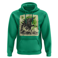 Funny St Patrick's Day Japanese Giant Monster Hoodie Vintage Shamrock Tsunami