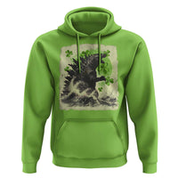 Funny St Patrick's Day Japanese Giant Monster Hoodie Vintage Shamrock Tsunami