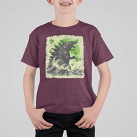 Funny St Patrick's Day Japanese Giant Monster T Shirt For Kid Vintage Shamrock Tsunami