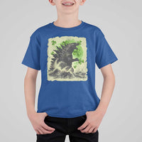 Funny St Patrick's Day Japanese Giant Monster T Shirt For Kid Vintage Shamrock Tsunami