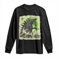 Funny St Patrick's Day Japanese Giant Monster Long Sleeve Shirt Vintage Shamrock Tsunami
